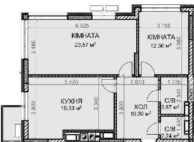 2-комнатная 71.87 м² в ЖК Клубный дом-2 от 30 500 грн/м², Киев