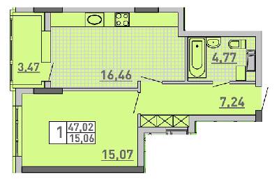 1-комнатная 47.02 м² в ЖК Паркове місто от 40 850 грн/м², Киев
