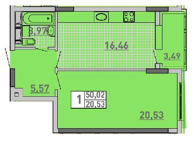 1-комнатная 50.02 м² в ЖК Паркове місто от 40 850 грн/м², Киев