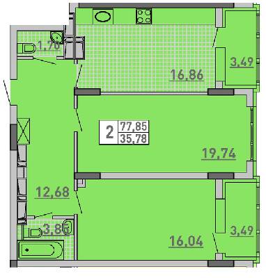 2-комнатная 77.85 м² в ЖК Паркове місто от 42 900 грн/м², Киев