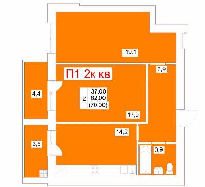 2-кімнатна 70.9 м² в ЖК Мрія від 19 500 грн/м², м. Біла Церква