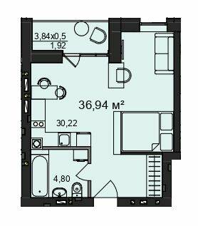 1-кімнатна 36.94 м² в ЖК Будинок №2 від 20 500 грн/м², м. Бориспіль