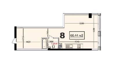 1-кімнатна 66.44 м² в ЖК Курортний від 32 650 грн/м², Одеса