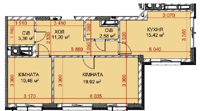 2-кімнатна 62.94 м² в ЖК Riverside від 34 000 грн/м², с. Погреби
