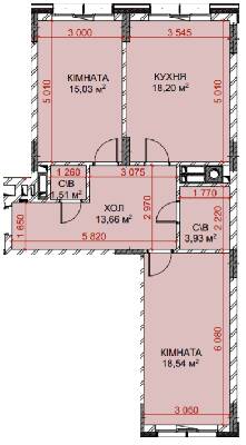 2-кімнатна 70.87 м² в ЖК Riverside від 34 000 грн/м², с. Погреби