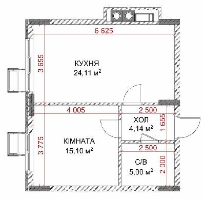 1-кімнатна 48.35 м² в ЖК Riverside від 29 500 грн/м², с. Погреби
