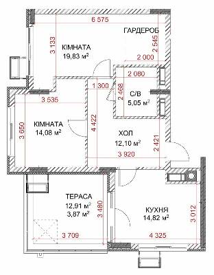 2-кімнатна 69.75 м² в ЖК Riverside від 24 000 грн/м², с. Погреби