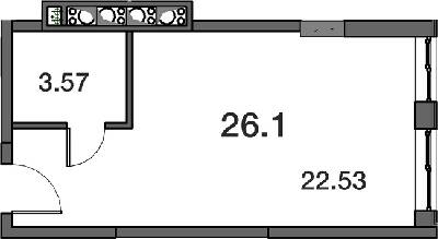 1-кімнатна 26.01 м² в ЖК Нова Європа від 16 850 грн/м², с. Ілічанка