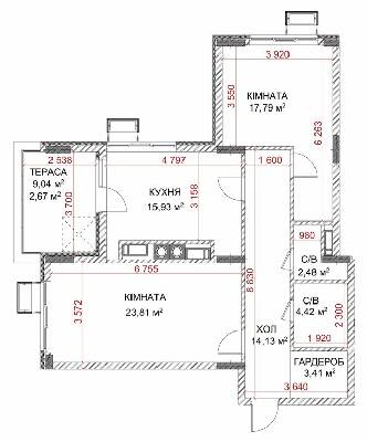2-кімнатна 86.64 м² в ЖК Riverside від 16 650 грн/м², с. Погреби