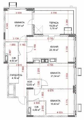3-кімнатна 113.39 м² в ЖК Riverside від 28 000 грн/м², с. Погреби