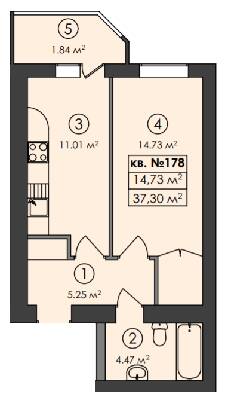 1-комнатная 37.3 м² в ЖК Family-2 от 18 100 грн/м², с. Гатное