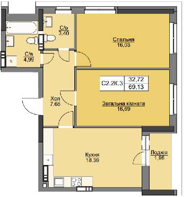 2-кімнатна 69.13 м² в ЖК Вишгород Плаза від 23 000 грн/м², м. Вишгород