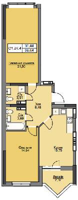 2-кімнатна 69.64 м² в ЖК Вишгород Плаза від 23 000 грн/м², м. Вишгород