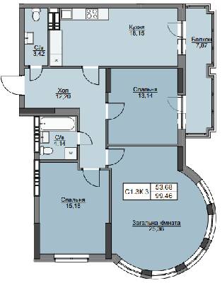 3-кімнатна 99.46 м² в ЖК Вишгород Плаза від 27 500 грн/м², м. Вишгород