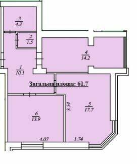 2-комнатная 61.7 м² в ЖК Дмитровский от 15 500 грн/м², с. Дмитровка