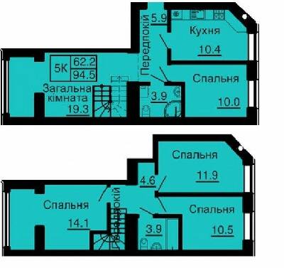Двухуровневая 94.5 м² в ЖК Sofia Nova от застройщика, с. Новоселки