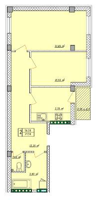 2-комнатная 70.2 м² в ЖК Рождественский от 27 500 грн/м², Одесса