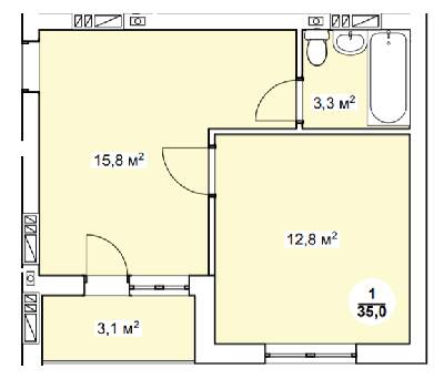 1-кімнатна 35 м² в ЖК Нова Данія від 20 600 грн/м², с. Софіївська Борщагівка