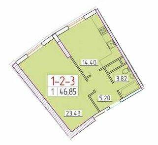 1-комнатная 46.85 м² в ЖК Сорок вторая жемчужина от 27 400 грн/м², Одесса