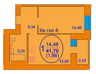 1-комнатная 41.7 м² в ЖК София Киевская от 15 800 грн/м², с. Софиевская Борщаговка