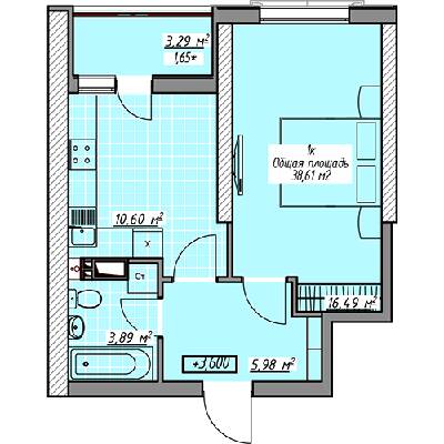 1-кімнатна 38.61 м² в ЖК Елегія Парк від 28 750 грн/м², Одеса
