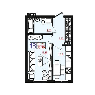 1-кімнатна 30.9 м² в ЖМ Острови від 15 800 грн/м², Одеса