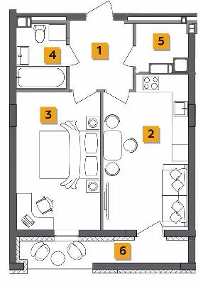 1-кімнатна 46.44 м² в ЖК Basa city від 28 500 грн/м², с. Ходосівка