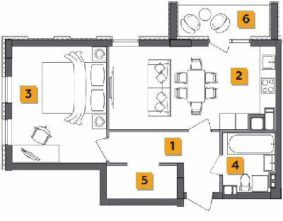1-кімнатна 51.1 м² в ЖК Basa city від 26 000 грн/м², с. Ходосівка