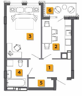 1-кімнатна 43.16 м² в ЖК Basa city від 28 500 грн/м², с. Ходосівка