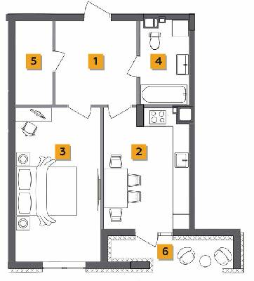 1-кімнатна 52.42 м² в ЖК Basa city від 26 000 грн/м², с. Ходосівка