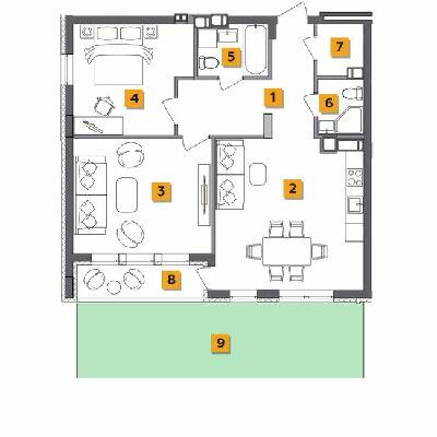 2-кімнатна 74.85 м² в ЖК Basa city від 34 000 грн/м², с. Ходосівка