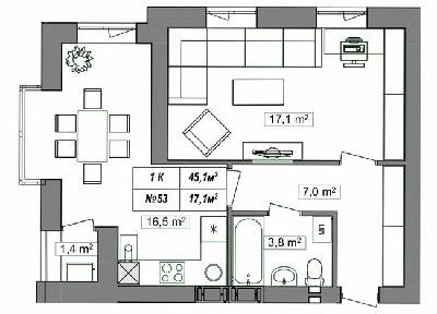 1-кімнатна 45.1 м² в ЖК Гудвіл від 24 250 грн/м², с. Хотів