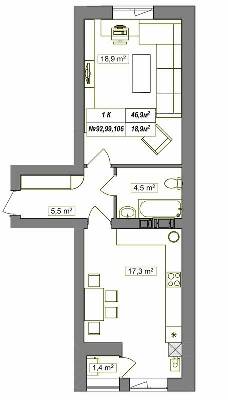 1-кімнатна 46.9 м² в ЖК Гудвіл від 24 250 грн/м², с. Хотів
