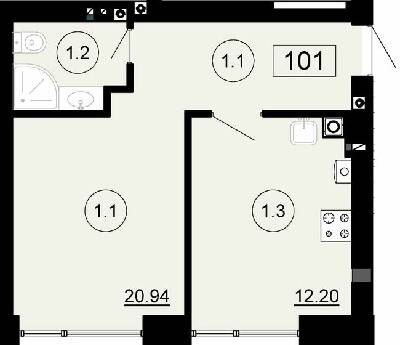 1-кімнатна 36.73 м² в ЖК City Lake від 22 500 грн/м², с. Шевченкове