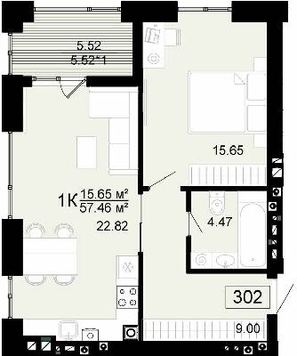1-кімнатна 57.46 м² в ЖК City Lake від 22 500 грн/м², с. Шевченкове