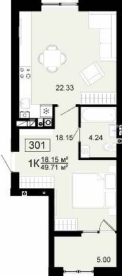 1-кімнатна 49.71 м² в ЖК City Lake від 18 000 грн/м², с. Шевченкове