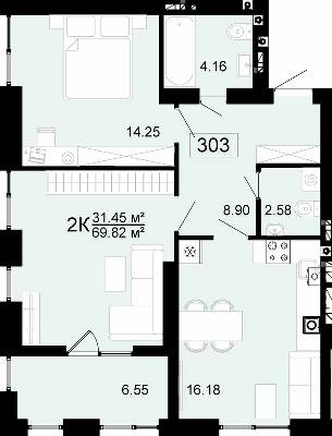 2-кімнатна 69.82 м² в ЖК City Lake від 17 500 грн/м², с. Шевченкове