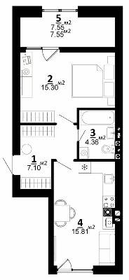 1-кімнатна 50.12 м² в ЖК City Lake від 22 500 грн/м², с. Шевченкове