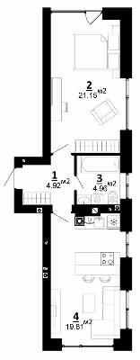 1-кімнатна 50.48 м² в ЖК City Lake від 22 500 грн/м², с. Шевченкове