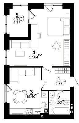 1-кімнатна 58.5 м² в ЖК City Lake від 22 500 грн/м², с. Шевченкове
