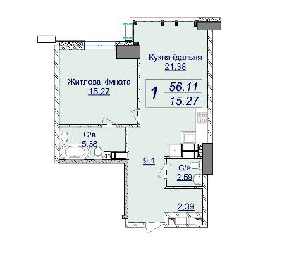 1-кімнатна 56.11 м² в ЖК Новопечерські Липки від 74 655 грн/м², Київ
