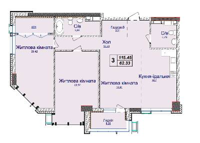 3-кімнатна 115.45 м² в ЖК Новопечерські Липки від 74 655 грн/м², Київ
