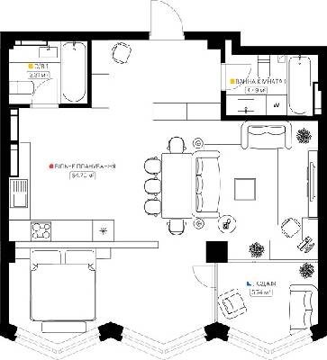 2-комнатная 68.74 м² в ЖК KYIVPROEKT City Space от 115 953 грн/м², Киев