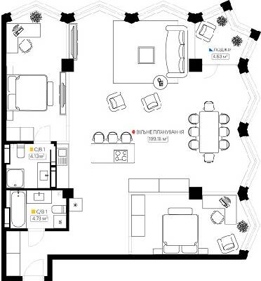 3-комнатная 122.62 м² в ЖК KYIVPROEKT City Space от 103 923 грн/м², Киев