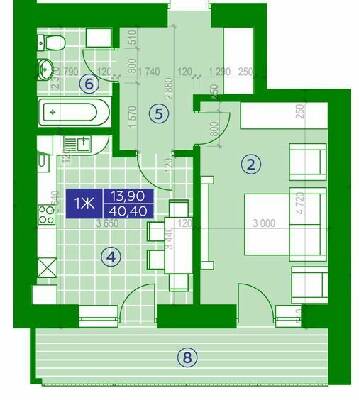 1-кімнатна 40.4 м² в ЖК Квартал Парковий від 18 350 грн/м², м. Обухів