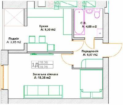 1-кімнатна 39.76 м² в ЖК Фортуна-2 від 26 850 грн/м², м. Ірпінь