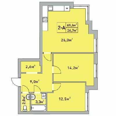 2-комнатная 69.6 м² в ЖК Центральный-2 от 28 950 грн/м², г. Ирпень
