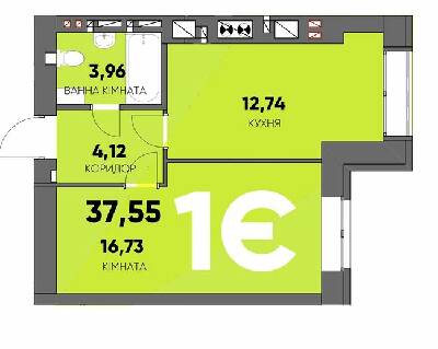 1-кімнатна 37.55 м² в ЖК Continent Ray від 25 200 грн/м², м. Буча