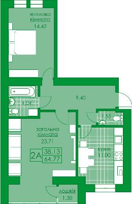 2-кімнатна 64.77 м² в ЖК Київський від 16 300 грн/м², м. Буча