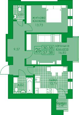2-кімнатна 57.38 м² в ЖК Київський від 16 300 грн/м², м. Буча